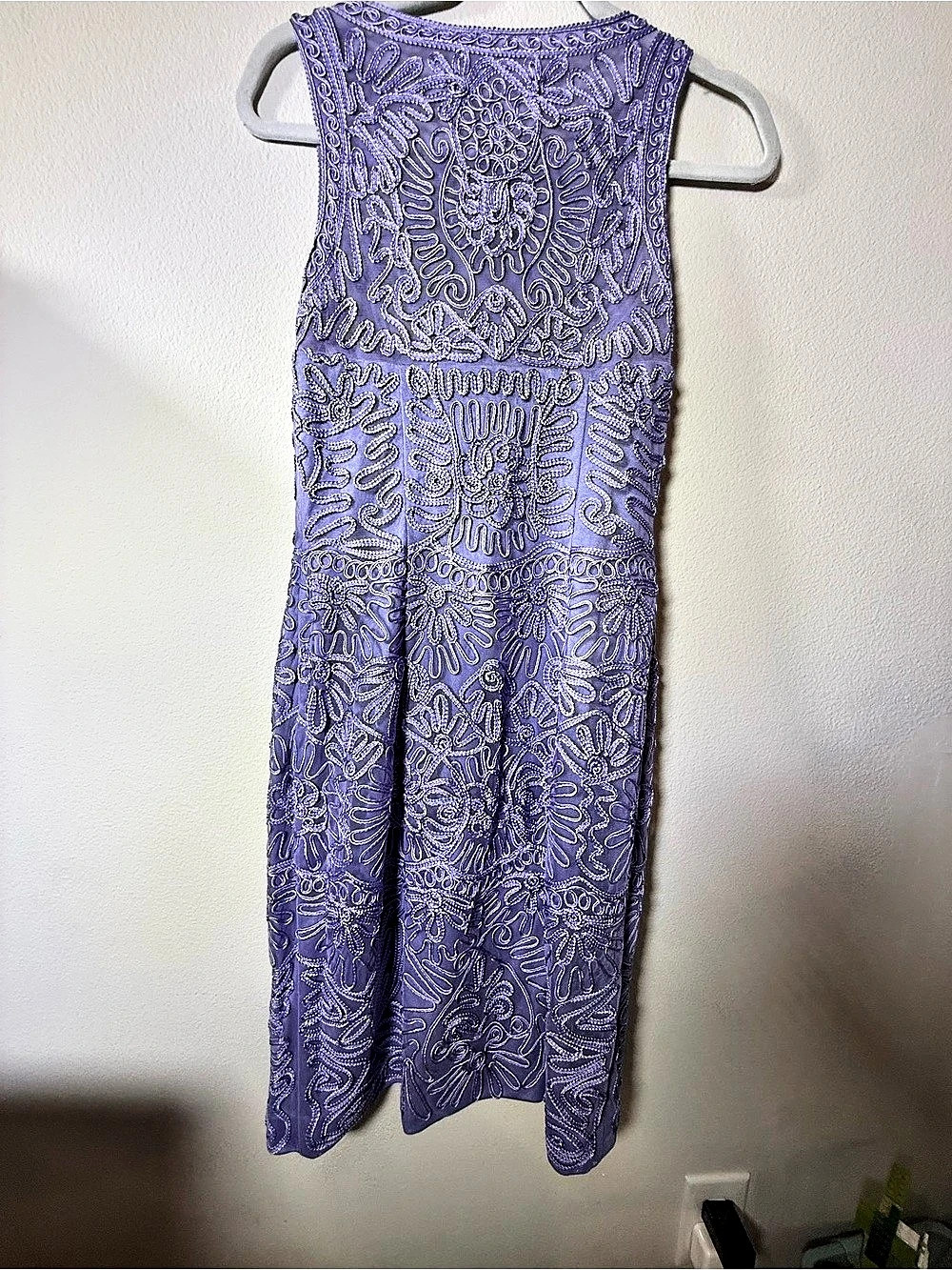 SUE WONG Paisley Embroidered Maxi Dress in Purple Size 4 Like New